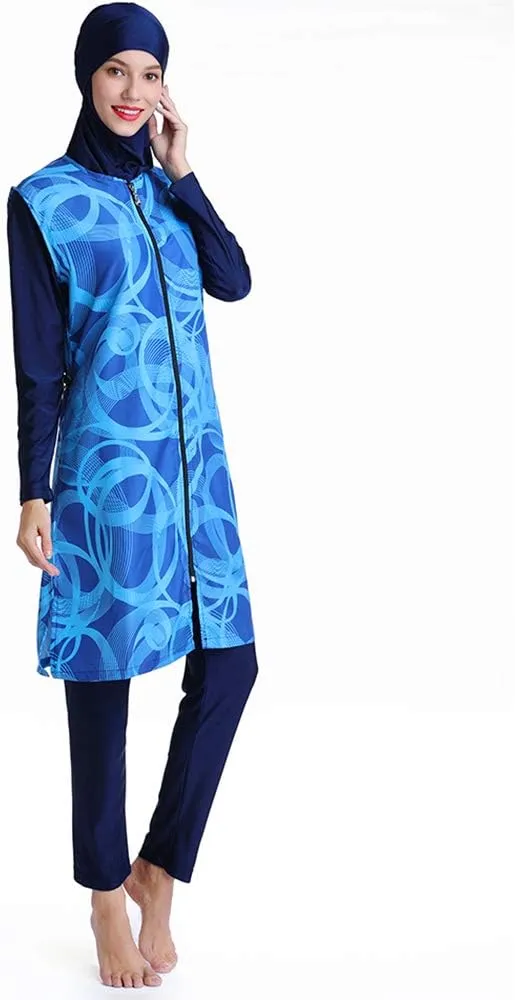 Modest Muslim Swimsuit Full Coverage Print Islamic Hijab