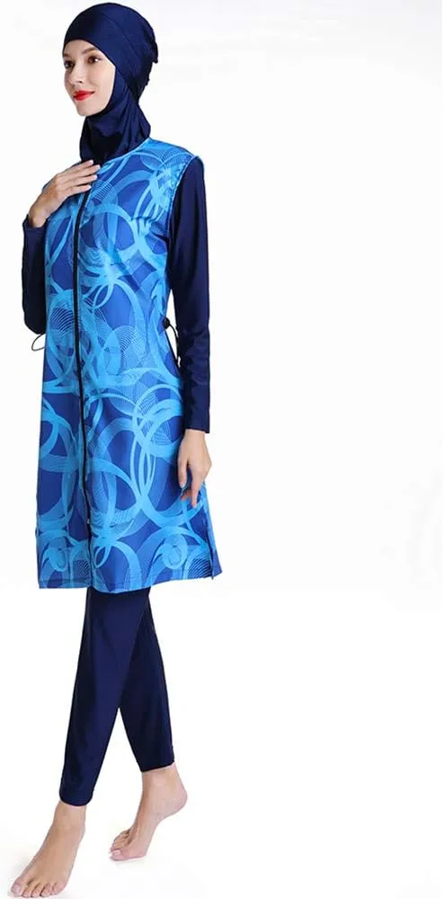 Modest Muslim Swimsuit Full Coverage Print Islamic Hijab