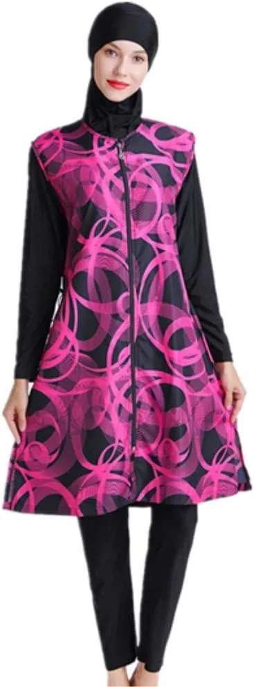 Modest Muslim Swimsuit Full Coverage Print Islamic Hijab