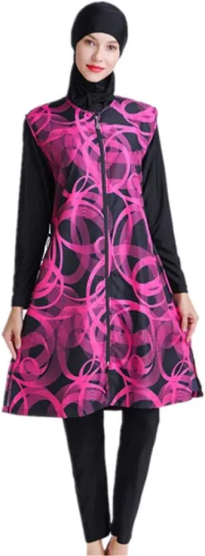 Modest Muslim Swimsuit Full Coverage Print Islamic Hijab