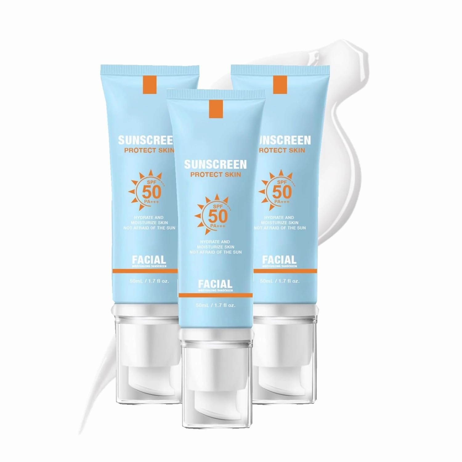 Moisturizing Daily Sun Cream, SPF 50 PA   , Hydrating & Nourishing Sunblock, No White Cast, Mild Sunscreen for All Skin Types, Korean Skin Care (3pc)