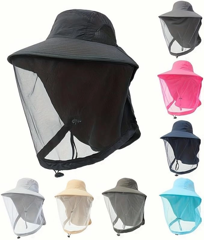 Mosquito Net Hat Sun Protection Fishing Hat with Mesh for Outdoor Hiking Gardening Men Women Breathable Bug Shield