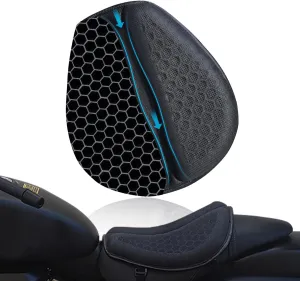 Motorcycle Seat Cushion, Motorcycle Gel Seat Pad with 3D Honeycomb Shock-Absorbing Breathable Seat Cover