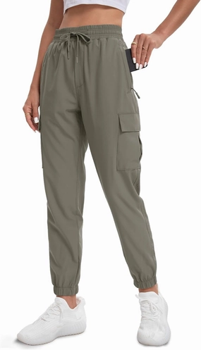 MOURCE Womens Hiking Pants Lightweight Quick Dry Adjustable Cargo Joggers with Zippered Pockets