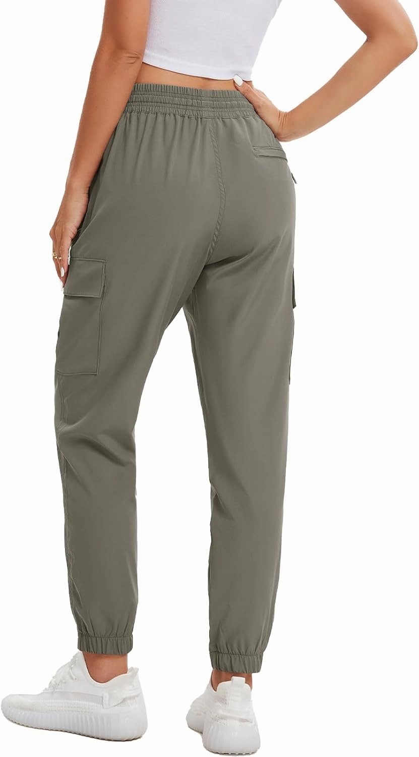 MOURCE Womens Hiking Pants Lightweight Quick Dry Adjustable Cargo Joggers with Zippered Pockets