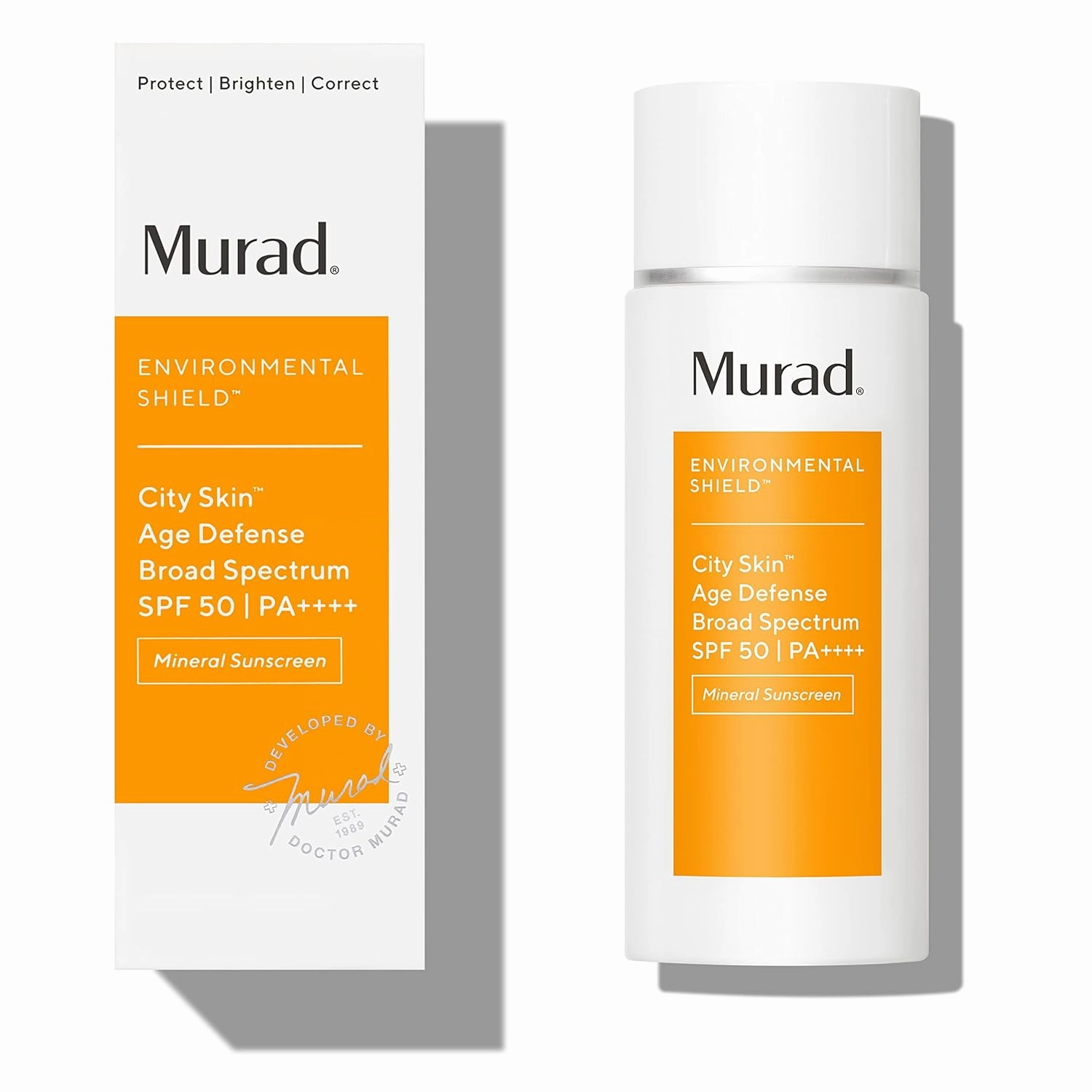 Murad Environmental Shield City Skin Age Defense Broad Spectrum SPF 50-100% Mineral Sunscreen - Blue Light Defense - SPF 50 Environmental Defense Sunscreen - Light Sunscreen for Face