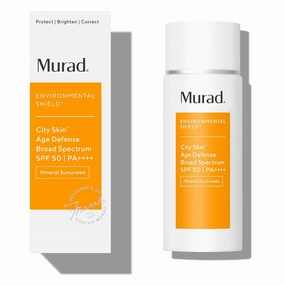 Murad Environmental Shield City Skin Age Defense Broad Spectrum SPF 50-100% Mineral Sunscreen - Blue Light Defense - SPF 50 Environmental Defense Sunscreen - Light Sunscreen for Face