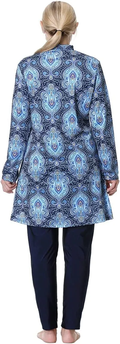 Muslim Burkini Swimsuit Plus Size Swimwear Islamic Long Sleeve Full Cover Hijab Top Swim Pants Set