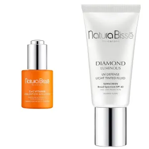 Natura Bissé C C Vitamin 20% Antioxidant Solution & Diamond Luminous Tinted SPF 40 Sunscreen Bundle, Brightening Antioxidant Care & Protection for Radiant Skin, 1 oz/1 oz