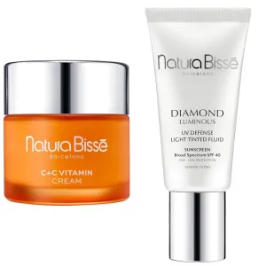 Natura Bissé C C Vitamin Cream & Diamond Luminous Tinted SPF 40 Sunscreen Bundle, Brightening Hydration & Sun Protection for Radiant, Rejuvenated Skin, 2.5 oz/1 oz