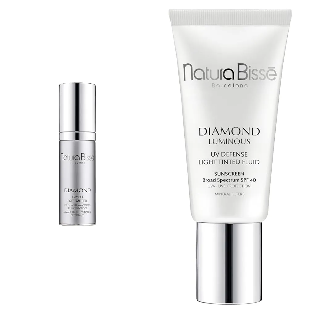 Natura Bissé Diamond Glyco Extreme Peel & Diamond Luminous Tinted SPF 40 Sunscreen Bundle, Advanced Exfoliation & Protection for Radiant, Rejuvenated Skin, 1 oz/1 oz