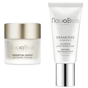 Natura Bissé Essential Shock Intense Cream & Diamond Luminous Tinted SPF 40 Sunscreen Bundle, Intensive Anti-Aging Care & Sun Protection for Firm, Radiant Skin, 2.5 oz/1 oz