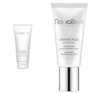 Natura Bissé Facial Cleansing Gel with AHA   PHA & Diamond Luminous Tinted SPF 40 Sunscreen Bundle, Exfoliating Cleanser & Sun Protection for Smooth, Radiant Skin, 7 oz/1 oz