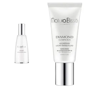 Natura Bissé Inhibit High Definition Serum 2 oz & Diamond Luminous Tinted SPF 40 Sunscreen Bundle, Targeted Anti-Aging & Protection for Radiant, Rejuvenated Skin, 2 oz/1 oz