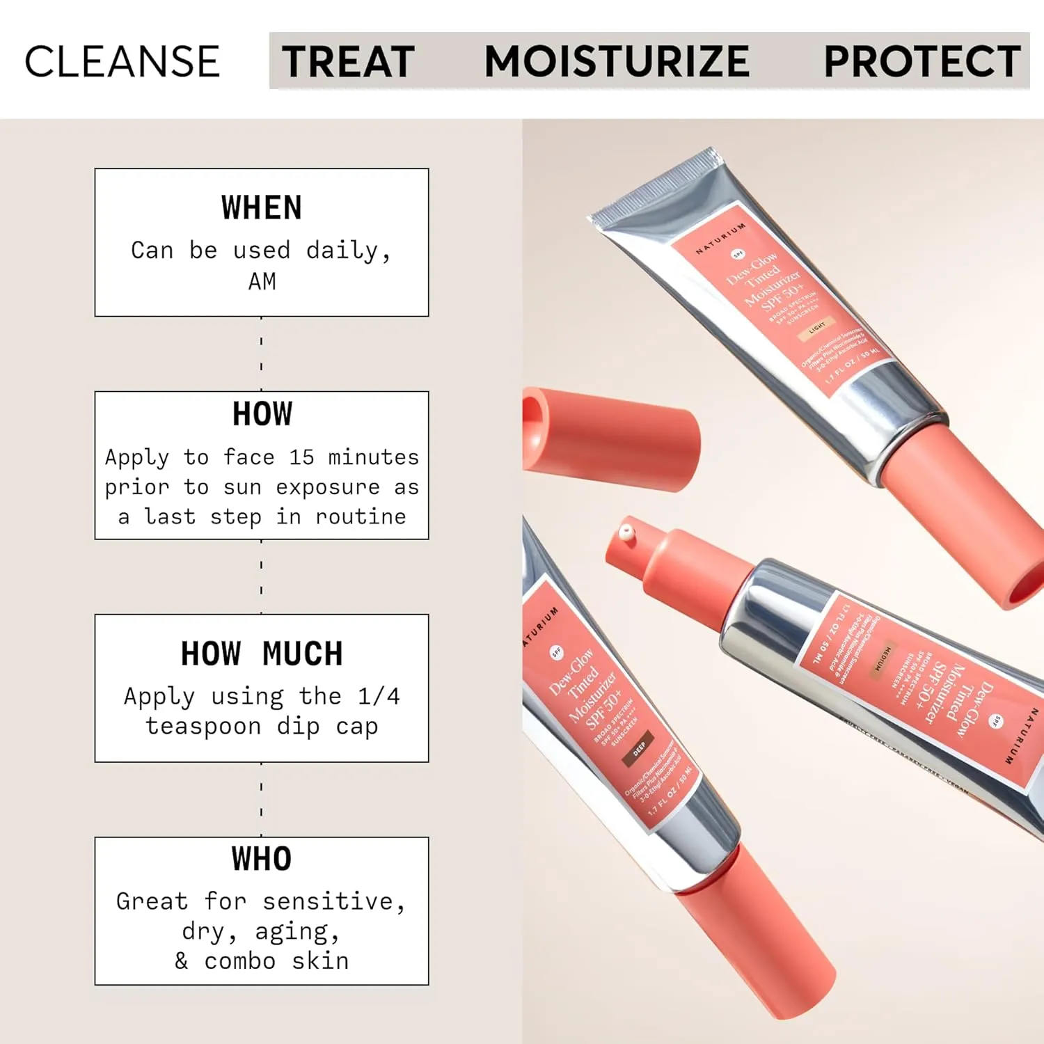Naturium Dew-Glow Tinted Moisturizer SPF 50  Light, Daily Moisturizing Sunscreen & Face Primer with Tint, Skin Protector with Dewy Finish, 1.7 oz