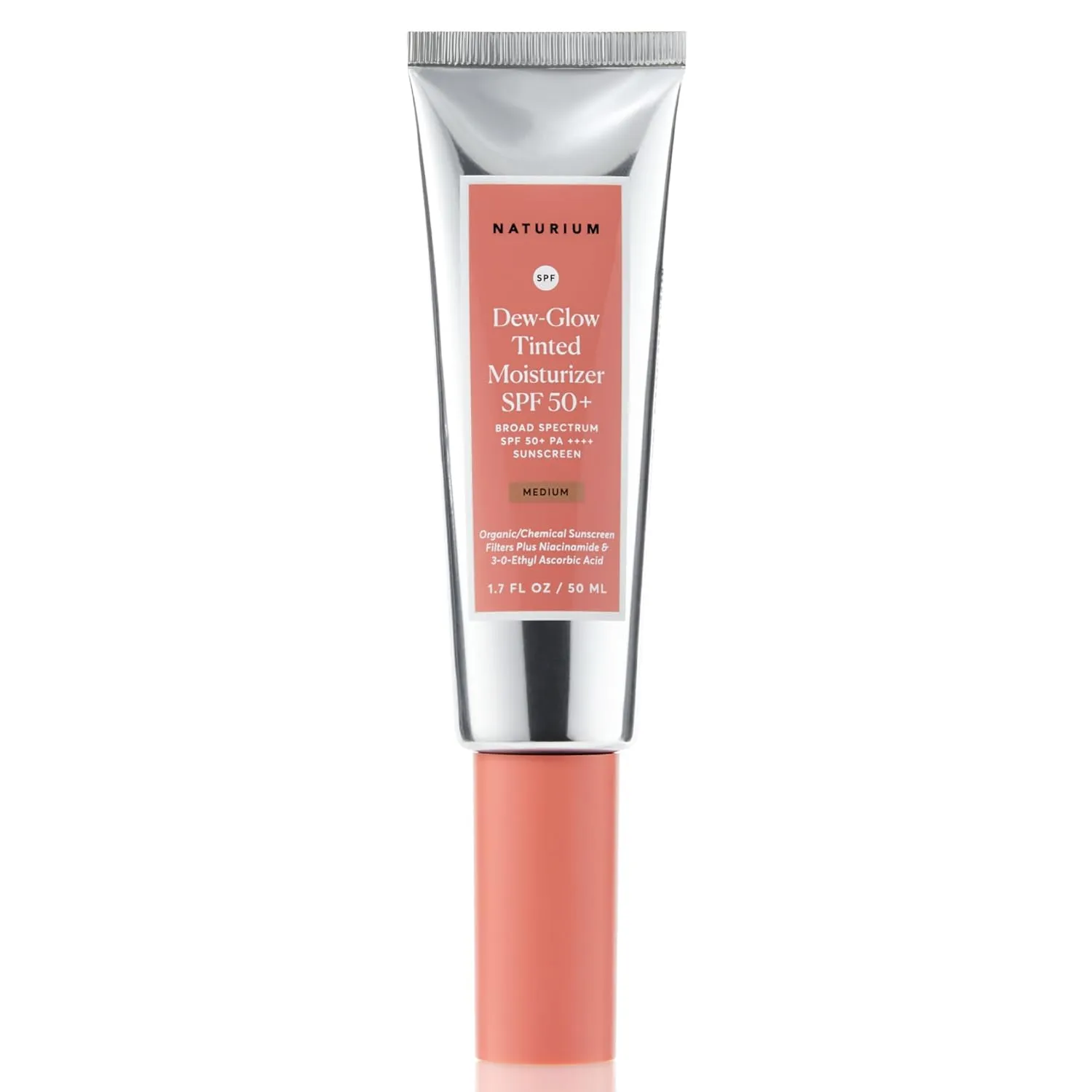 Naturium Dew-Glow Tinted Moisturizer SPF 50  Medium, Daily Moisturizing Sunscreen & Face Primer with Tint, Skin Protector with Dewy Finish, 1.7 oz