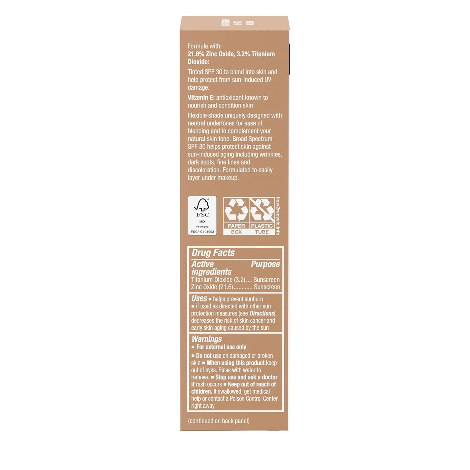 Neutrogena Purescreen  Tinted Sunscreen for Face with SPF 30, Broad Spectrum Mineral Sunscreen with Zinc Oxide and Vitamin E, Water Resistant, Fragrance Free, Medium, 1.1 fl oz