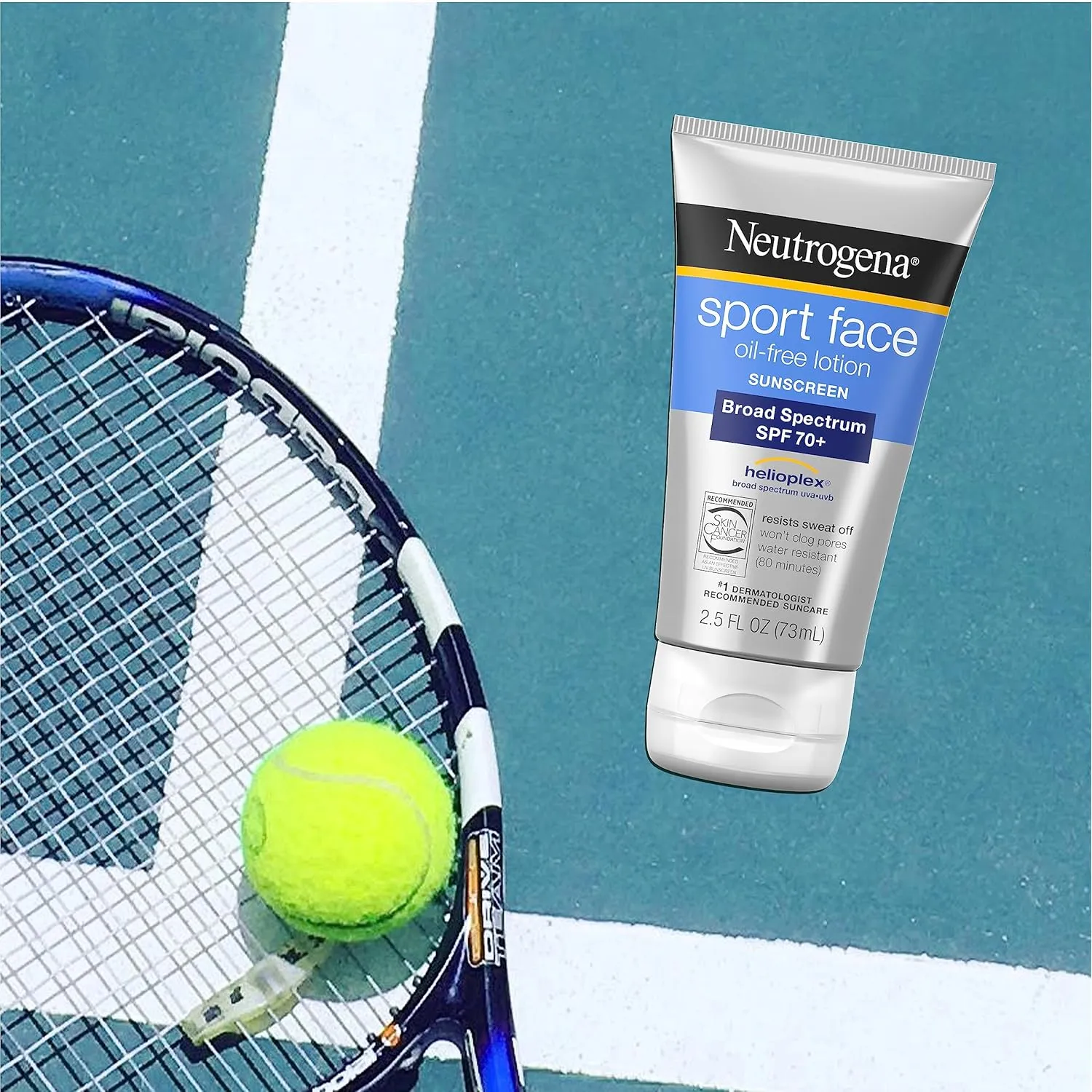 Neutrogena Sport Face Sunscreen SPF 70 , Oil-Free, 2.5 fl oz, Sweat & Water-Resistant, Broad-Spectrum UVA/UVB, Nourish & Restore Skin Balance, Oxybenzone Free Sunscreen For Face