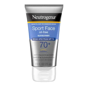 Neutrogena Sport Face Sunscreen SPF 70 , Oil-Free, 2.5 fl oz, Sweat & Water-Resistant, Broad-Spectrum UVA/UVB, Nourish & Restore Skin Balance, Oxybenzone Free Sunscreen For Face
