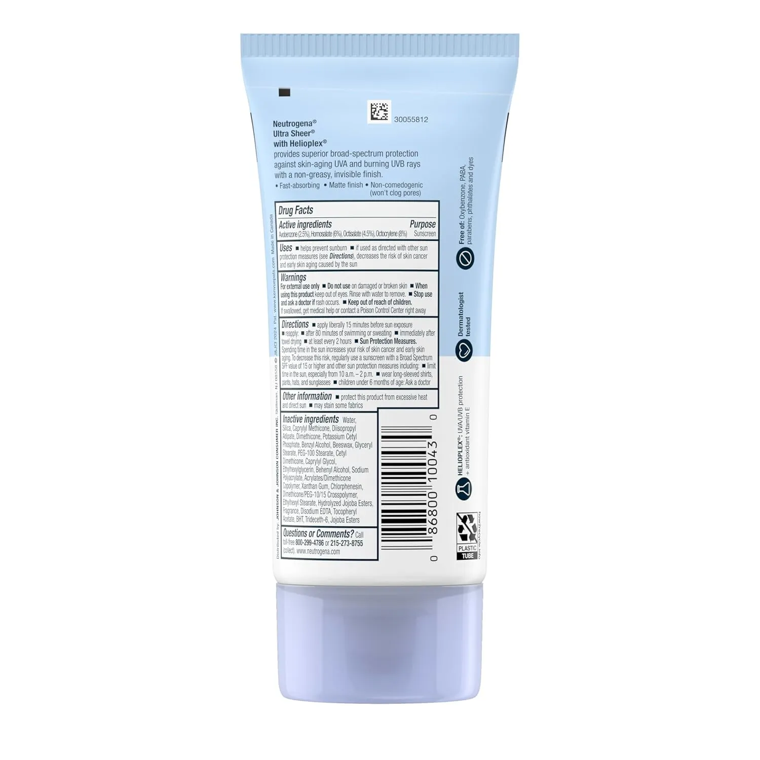 Neutrogena Ultra Sheer Dry-Touch Sunscreen For Face & Body, SPF 30 Broad Spectrum UVA/UVB Protection, Lightweight Water Resistant & Non-Greasy, Travel Size Sunscreen, 3 fl. oz, Pack of 3