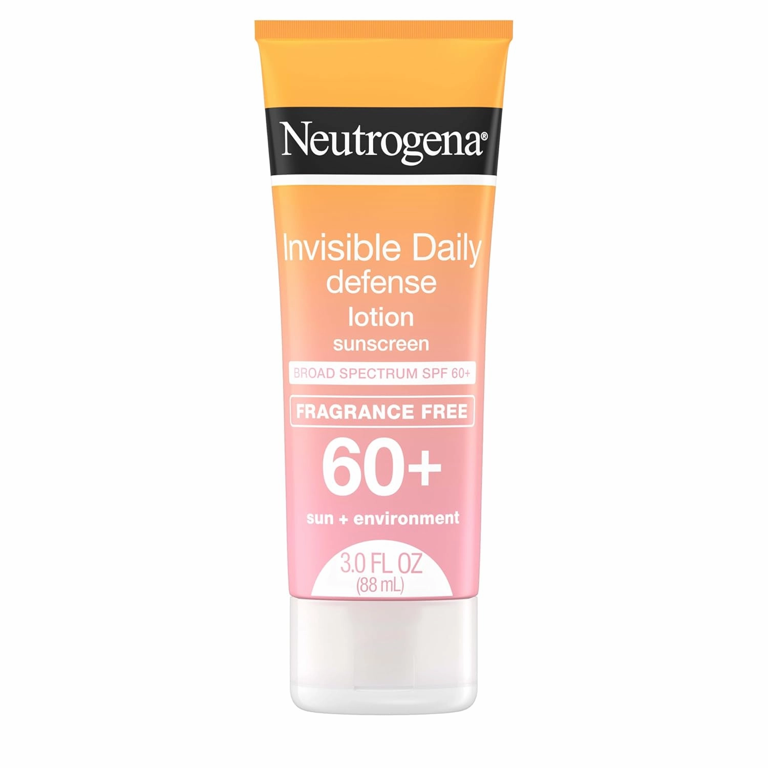 Neutrogena Invisible Daily Defense Fragrance-Free Sunscreen Lotion, Broad Spectrum SPF 60 , Oxybenzone-Free & Water-Resistant, Sun & Environmental Aggressor Protection, 3.0 fl. oz