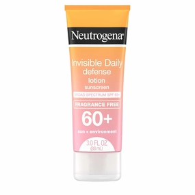 Neutrogena Invisible Daily Defense Fragrance-Free Sunscreen Lotion, Broad Spectrum SPF 60 , Oxybenzone-Free & Water-Resistant, Sun & Environmental Aggressor Protection, 3.0 fl. oz