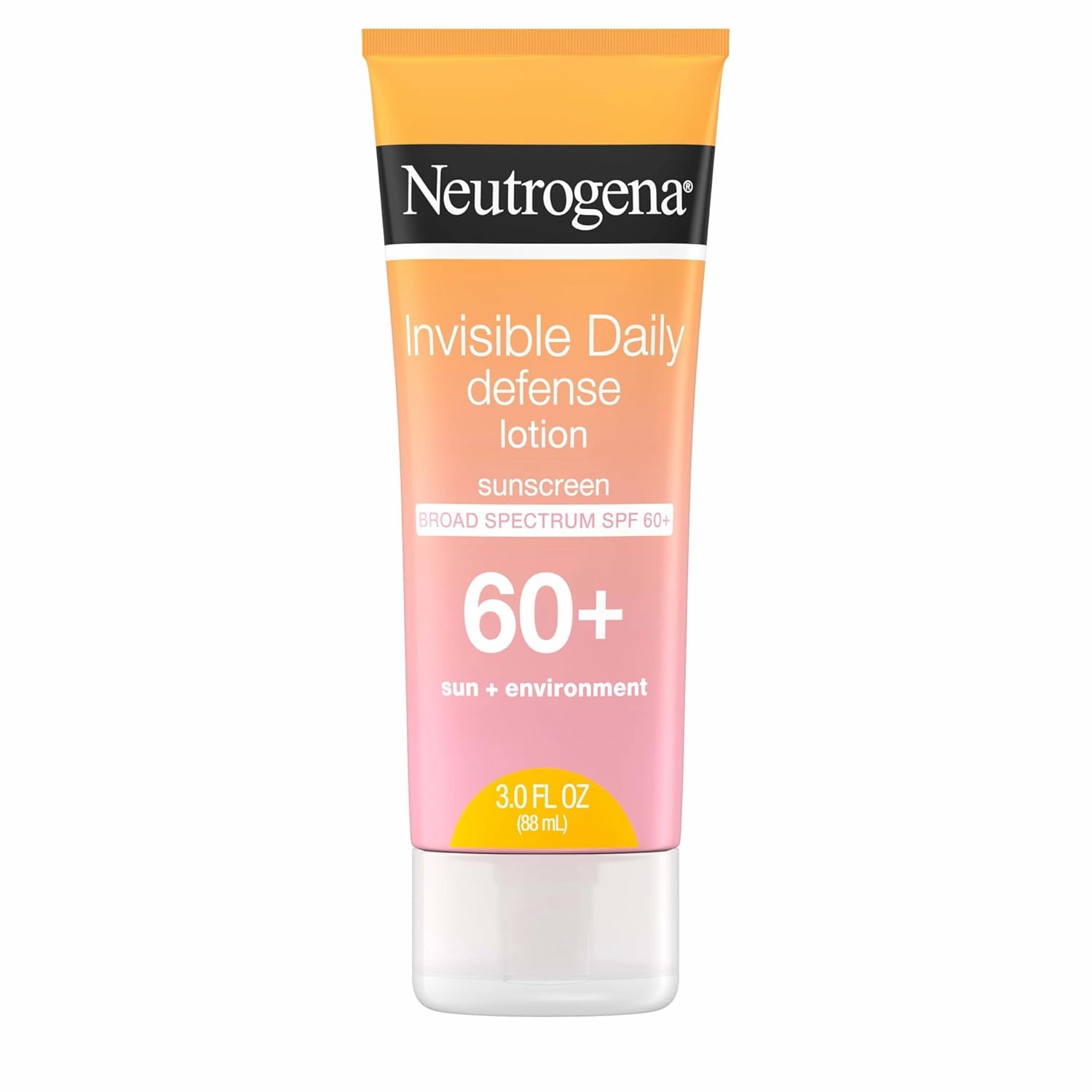 Neutrogena Invisible Daily Sunscreen Lotion, Broad Spectrum SPF 60 , Oxybenzone-Free & Water-Resistant, Sun or Environmental Aggressor Protection, Antioxidant, 3 Fl Oz (Pack of 1)