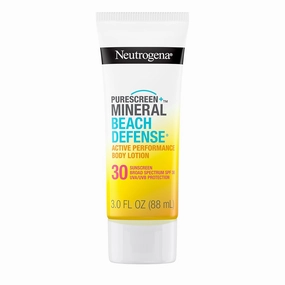 Neutrogena Purescreen  Mineral Beach Defense Active Performance Body Lotion Sunscreen with Broad Spectrum SPF 30, Quick Drying and Water-Resistant 80 Minutes UVA/UVB Protection, 3.0 fl. oz
