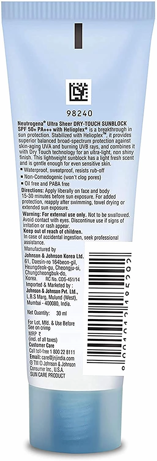 Neutrogena Ultra Sheer Dry-Touch Sunblock SPF 50  (30ml)