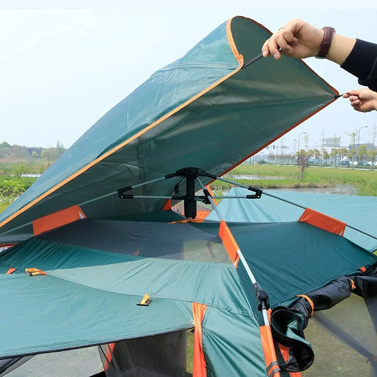 NIEH 5 Person Family Camping Tent 4 Season Double Layers Waterproof Anti-UV Windproof Tents Family Outdoor Camping Tent