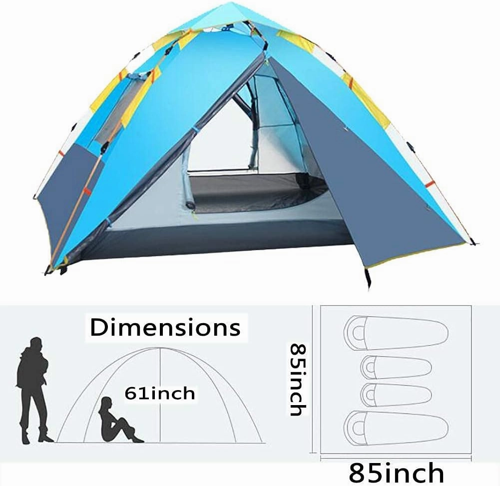 NIEH Tent,Camping Family Waterproof Camping Tent,Traveling Easy Set Up Double Layer 3-4 People Dark Green 85x45inch