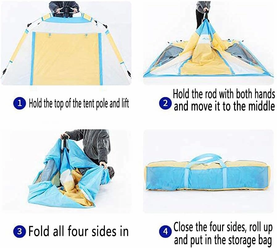 NIEH Tent,Camping Family Waterproof Pop Up Tent,Outdoor Traveling Easy Set Up 3-4 People Blue 79x55inch
