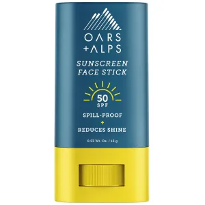 Oars   Alps Matte Face Sunscreen Stick, SPF 50 Travel Sunscreen Roll On for Face & Body, Fragrance Free, Water & Sweat Resistant Sunblock, All Skin Types, Dermatologist Tested, Moisturizing