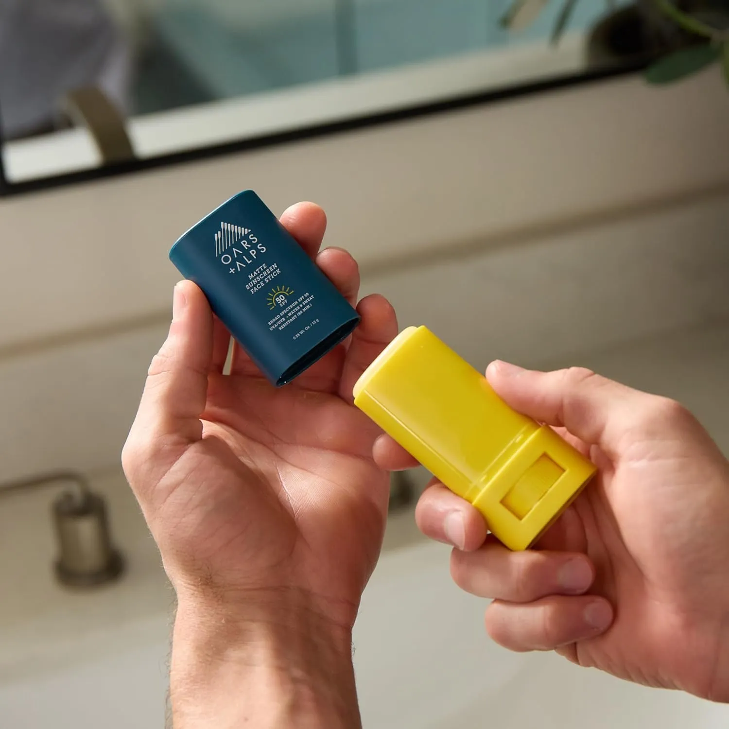 Oars   Alps Matte Face Sunscreen Stick, SPF 50 Travel Sunscreen Roll On for Face & Body, Fragrance Free, Water & Sweat Resistant Sunblock, All Skin Types, Dermatologist Tested, Moisturizing