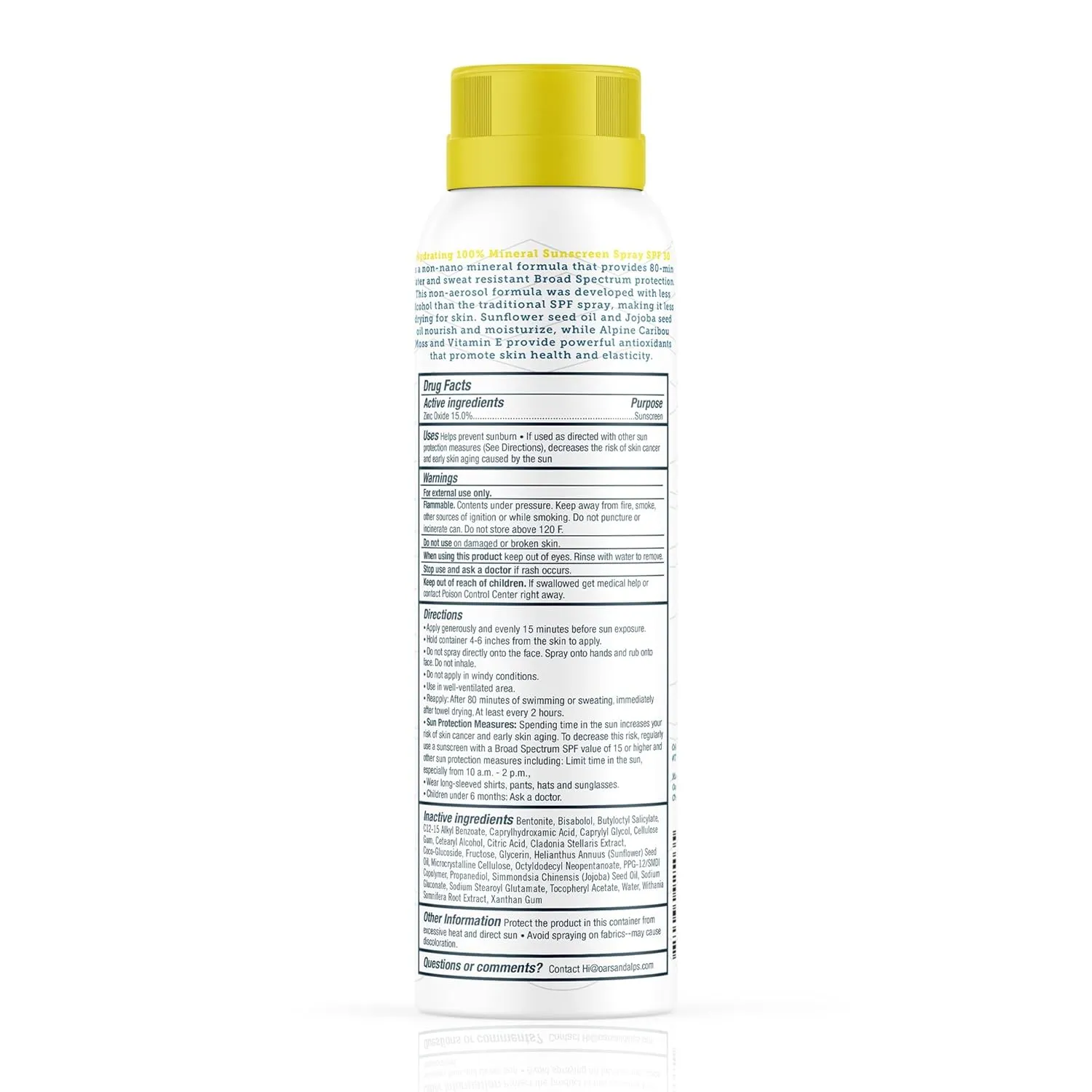 Oars   Alps Sunscreen Spray for Face & Body, SPF 30 Spray Sunscreen Infused with Vitamin E & Antioxidants, No White Residue, Water & Sweat Resistant, All Skin Types, Lightweight, Hydrating, 6oz