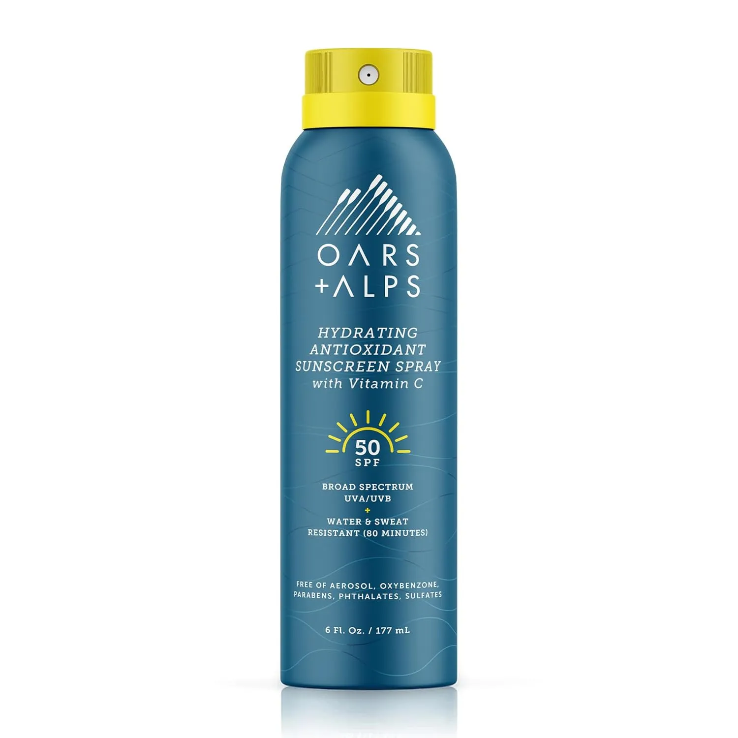 Oars   Alps Sunscreen Spray for Face & Body, SPF 50 Spray Sunscreen Infused with Vitamin C & Antioxidants, No White Residue, Water & Sweat Resistant, All Skin Types, Lightweight, Hydrating, 6oz, 1pk