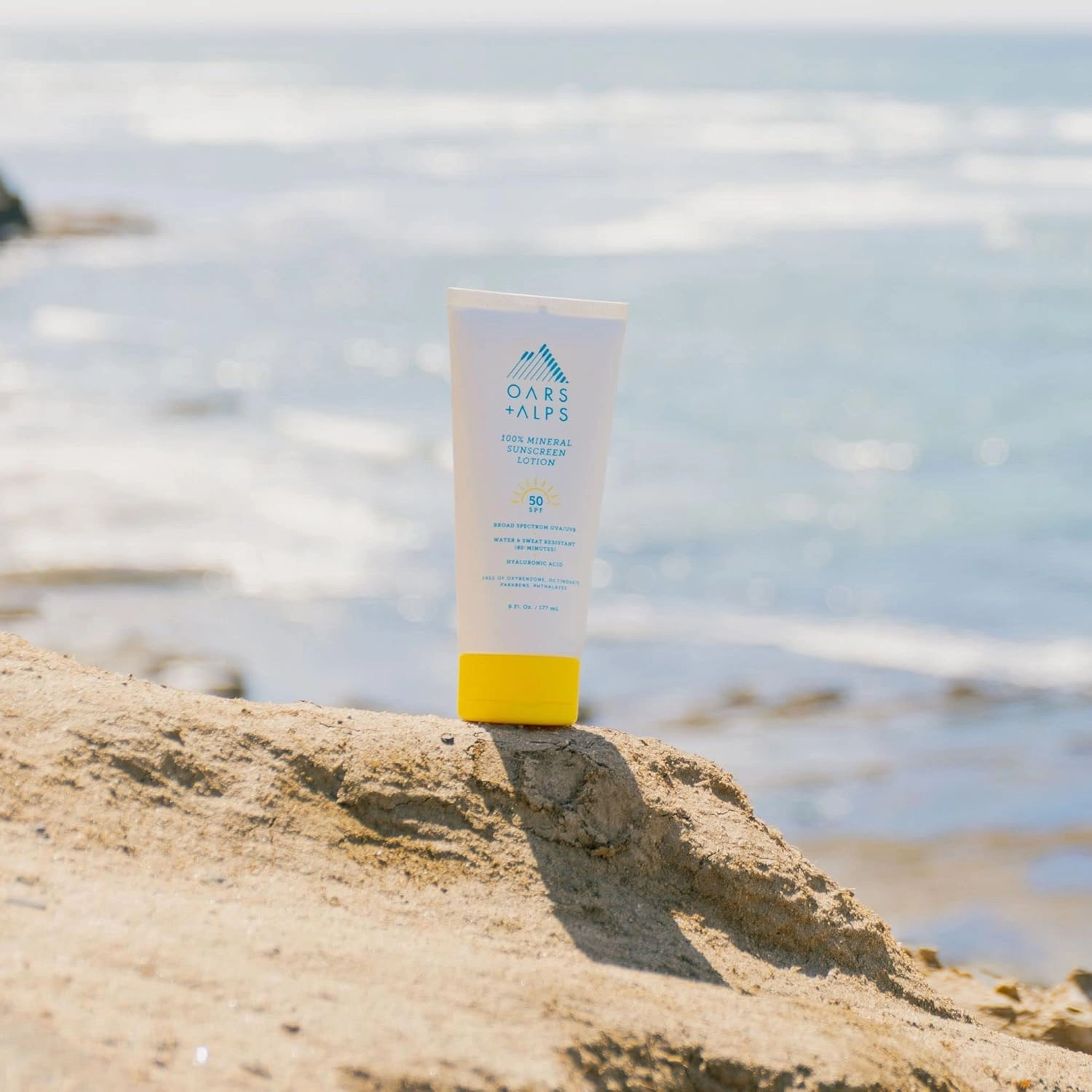 Oars   Alps 100% Mineral Sunscreen for Face & Body Lotion, SPF 50 Body Sunscreen Infused with Hyaluronic Acid, Shea Butter & Coconut Oil, All Skin Types, Water & Sweat Resistant, 6oz