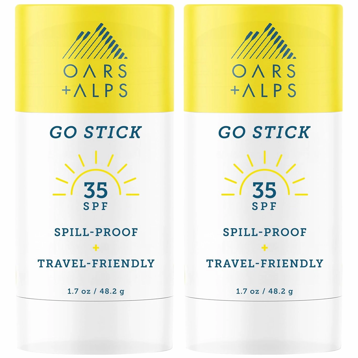 Oars   Alps Go Stick Clear SPF 35 Face Sunscreen, Skin Care Infused with Vitamin E and Antioxidants, Water and Sweat Resistant, TSA Friendly, 1.7 Oz, 2 Pack