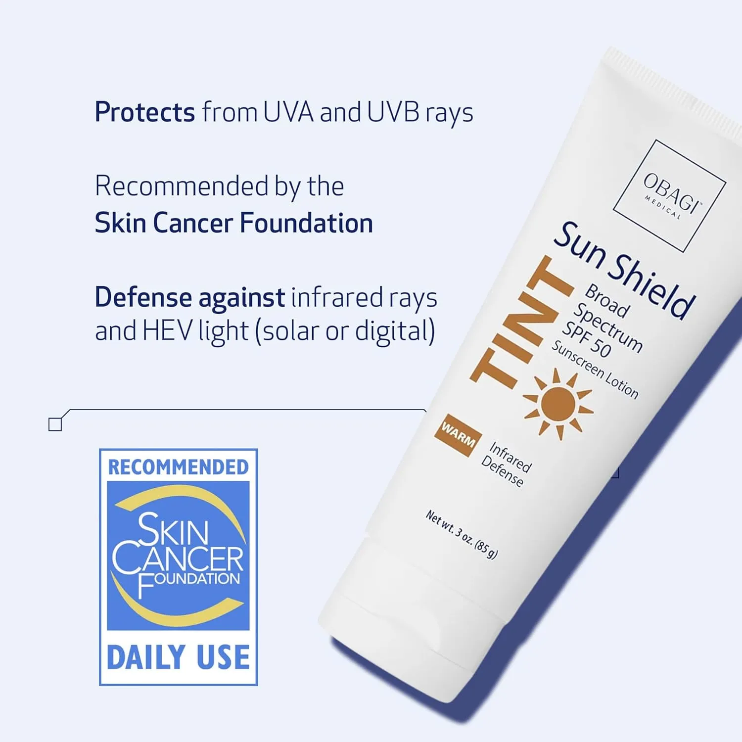 Obagi Sun Shield Tinted Sunscreen – Broad Spectrum SPF 50 Protection from the Sun