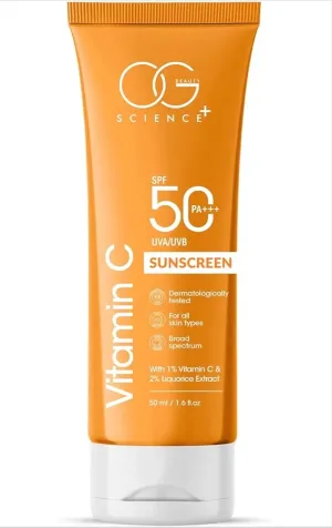 OG BEAUTY SCIENCE SPF 50 PA    Sunscreen | 1% Vitamin C & Liquorice for Radiant Skin | Broad Spectrum UV Protection | Hydrating & Fast-Absorbing | 50ml