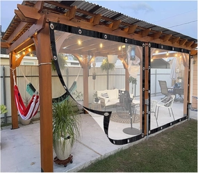 Outdoor Curtain Waterproof Transparent Cloth 0.12mm Plastic Tarpaulin, for The Pavilion, for Gardens, Terraces Tear Resistance (Color : Clear, Size : 1.8x2m/5.9x6.56ft)