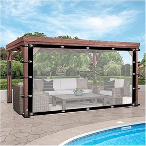 Outdoor Curtain Waterproof Transparent Tarpaulin with Eyelets, for Garden,Gazebo PVC Tarpaulin Side Panels 0.5mm Tear-Resistant (Color : Clear, Size : 1.2x2m/3.94x6.56ft)
