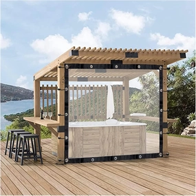 Outdoor Heavy Tarpaulin Transparent Pavilion Curtain Waterproof PVC Curtain Side Panel Eyelet, for Gazebo, Porch Customizable (Color : Clear, Size : 1.8x6m/5.9x19.68ft)