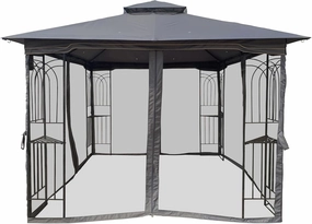 Outdoor Patio Gazebo Canopy Tent with Ventilated Double Roof and Mosquito Net, for Lawn, Garden, Backyard(Gray, 117.00"×117.00"×108.70").