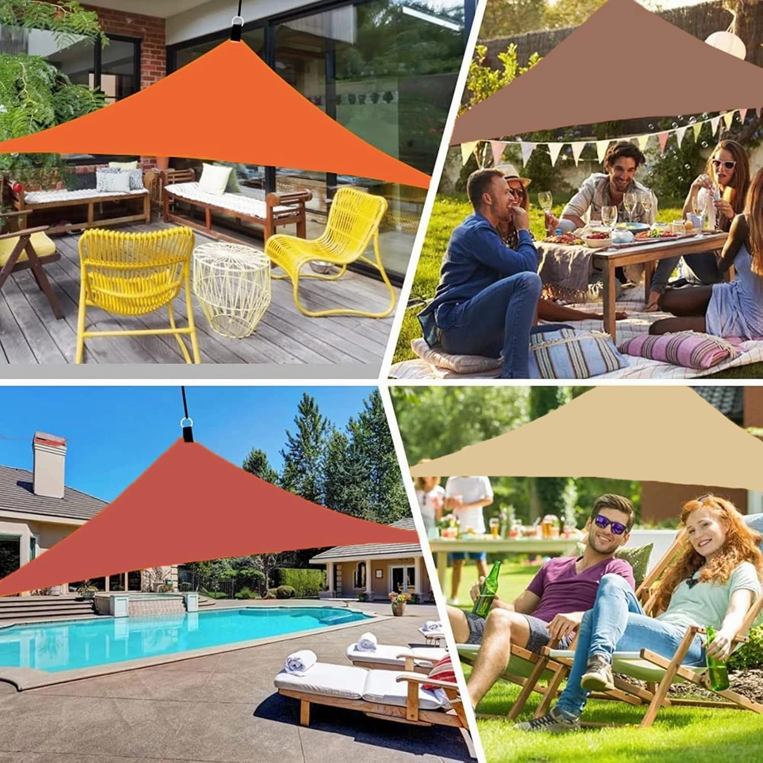 Outdoor Sun Shade Sail Canopy, Waterproof Awning Shades Triangle, Breathable Sunshade Cloth for Activities Patio Playground Yard Backyard Garden (I 3.6x3.6x3.6m)