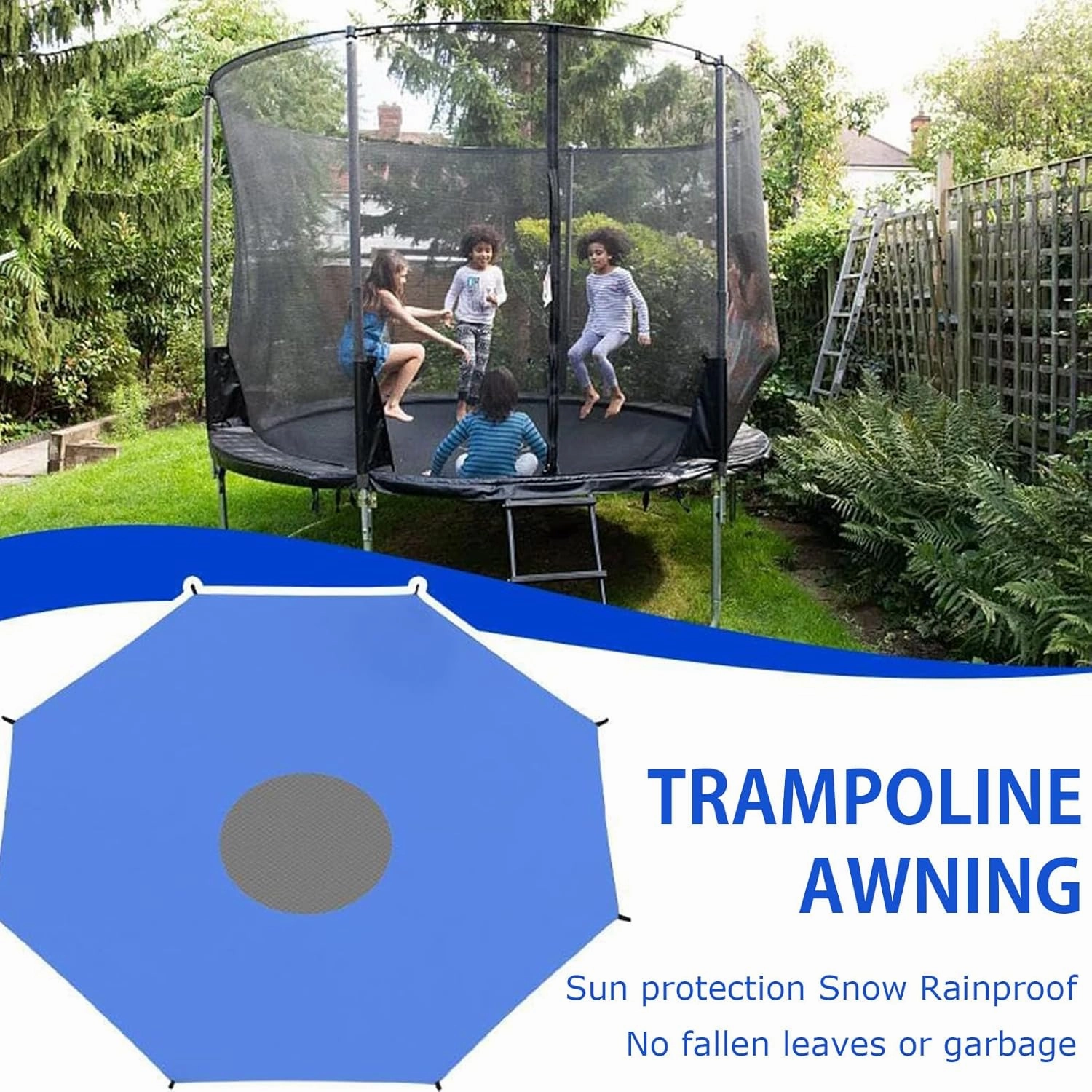 Outdoor Trampoline Sunshade Cover for 6/8/10/12/14/16Ft Sunscreen Anti-UV Trampolines Canopy, Easy to Install, Trampolines Accessories