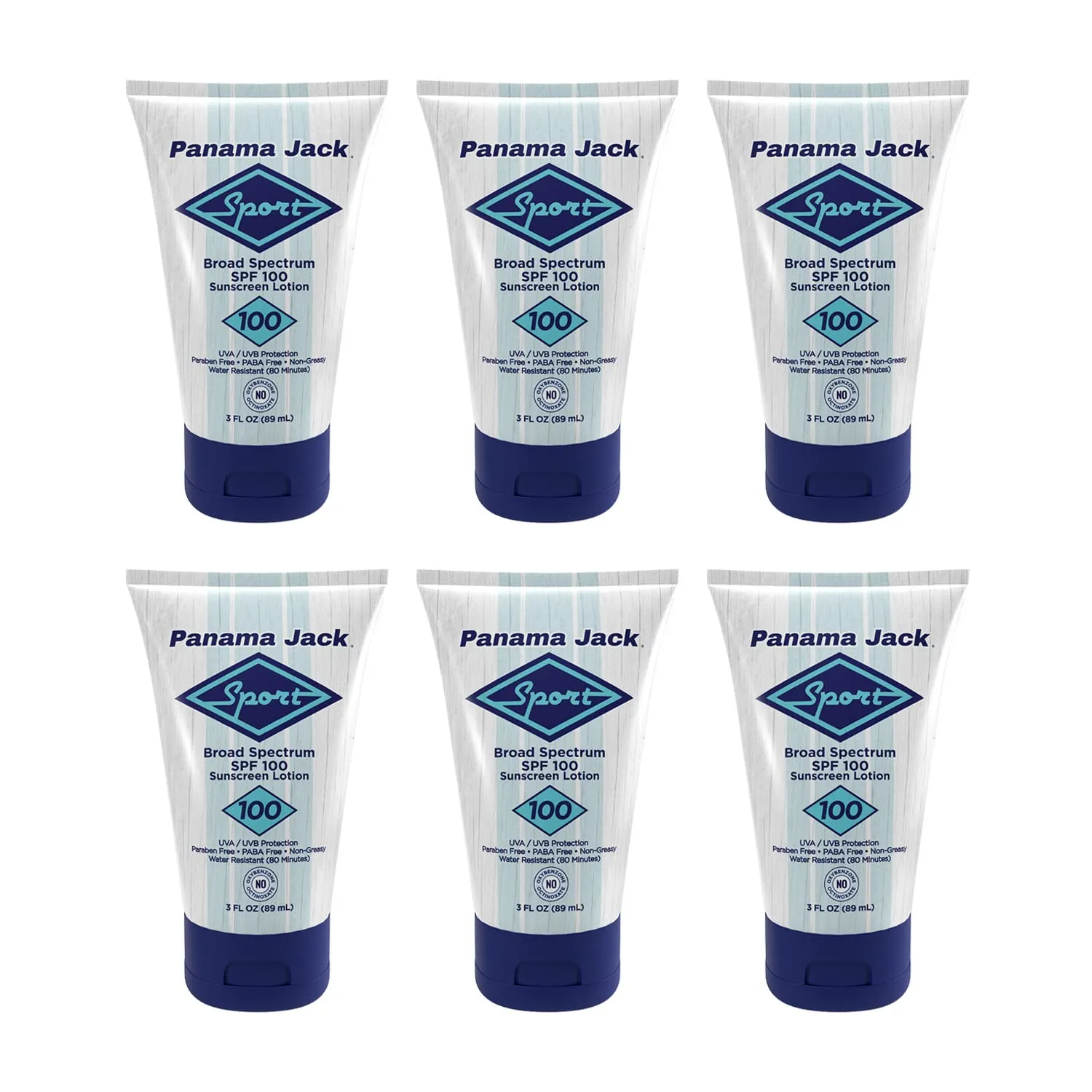 Panama Jack Sport Sunscreen Lotion - SPF 100, Broad Spectrum UVA/UVB Protection, Non-Greasy, PABA, Paraben, Gluten & Cruelty Free, 3 FL OZ (Pack of 6)