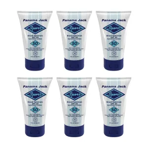 Panama Jack Sport Sunscreen Lotion - SPF 50, Broad Spectrum UVA/UVB Protection, Non-Greasy, PABA, Paraben, Gluten & Cruelty Free, 3 FL OZ (Pack of 6)