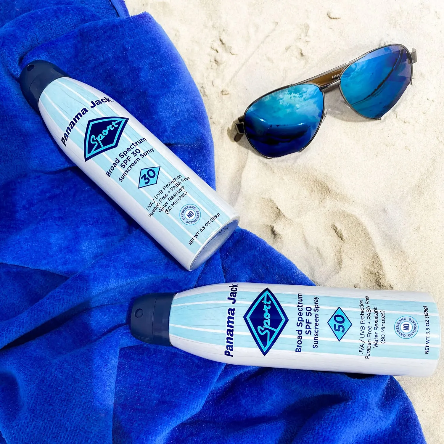 Panama Jack Sport Sunscreen Spray - SPF 30, Broad Spectrum UVA/UVB Protection, PABA, Paraben, Gluten & Cruelty Free, Water Resistant (80 Minutes), 5.5 OZ (Pack of 2)