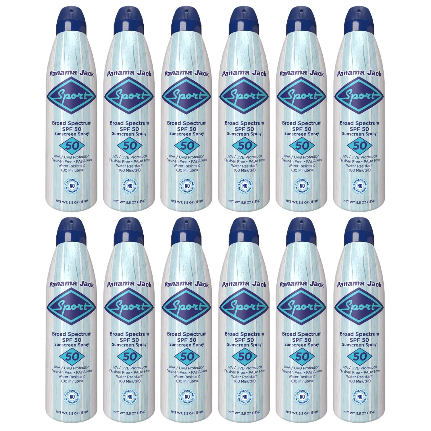 Panama Jack Sport Sunscreen Spray - SPF 50, Broad Spectrum UVA/UVB Protection, PABA, Paraben, Gluten & Cruelty Free, Water Resistant (80 Minutes), 5.5 OZ (Pack of 12)